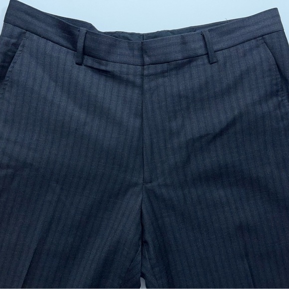 Banana Republic Wool Dress Pants Mens Size 35x30 Dark Gray Striped Flat Front - Picture 4 of 12